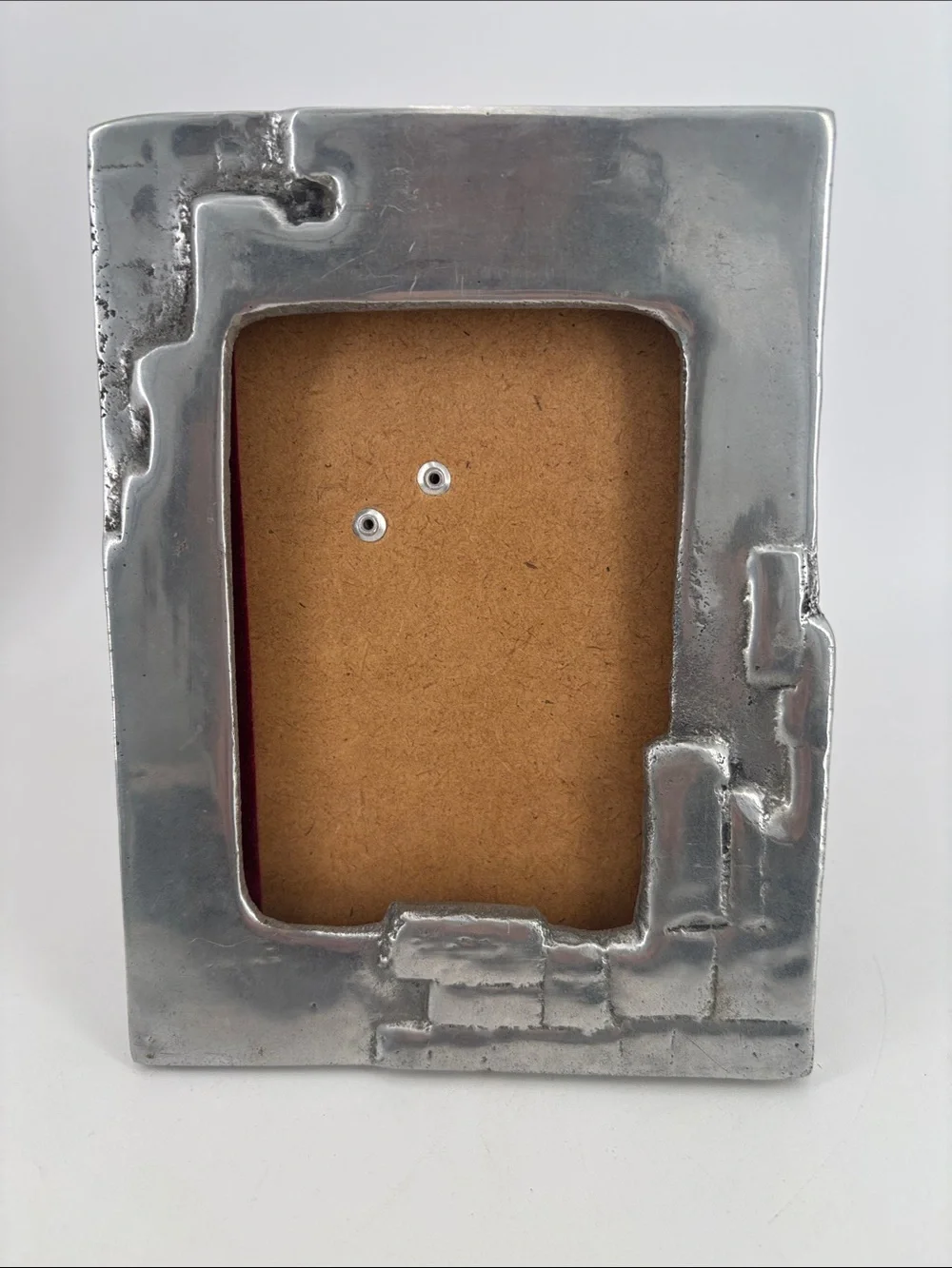 Vintage 1992 artisan handmade brutalist pewter picture frame signed